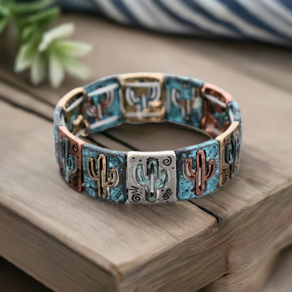 Western cactus stretch bracelet