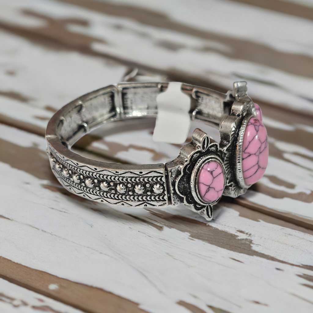 Pink stone stretch bracelet