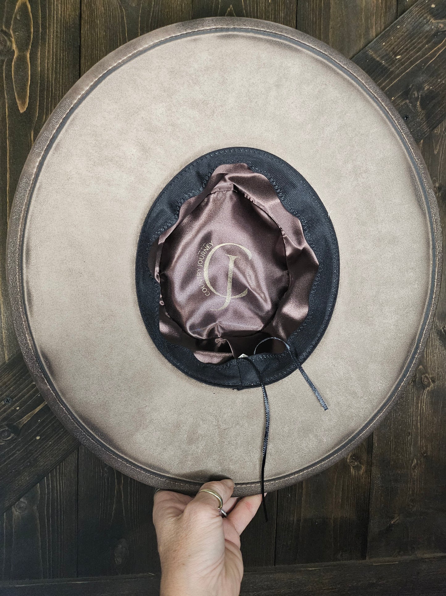 Beige valentines heart fedora custom hand burned with roses and rhinestones.