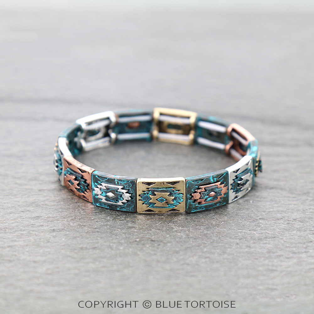 Aztec stretch bracelet.