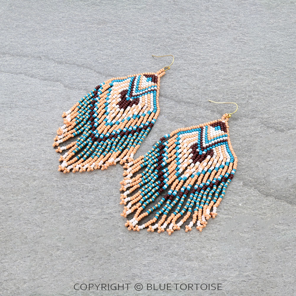 Long beaded boho tassel earrings