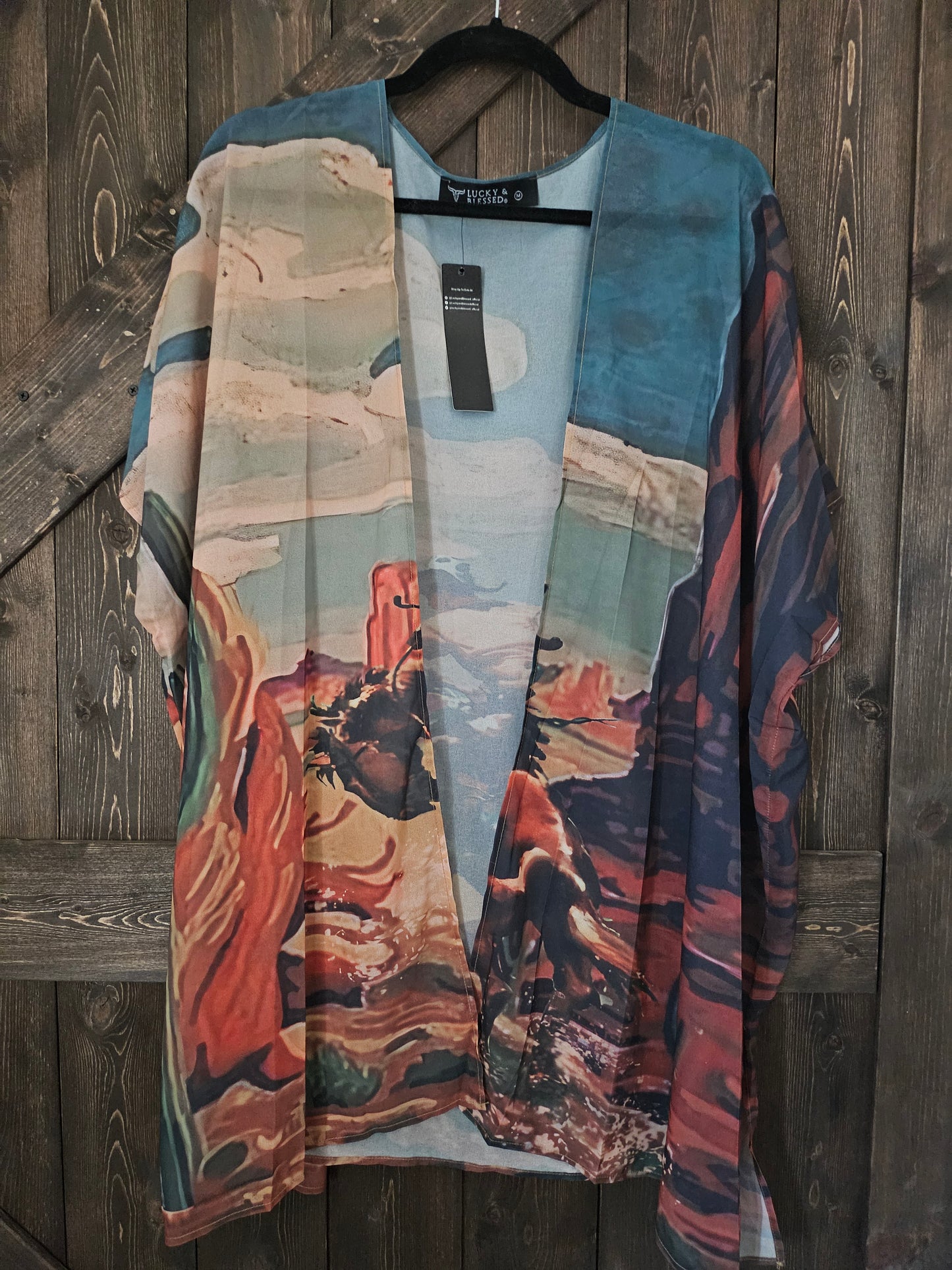 Vintage Western Cowboy Desert Printed Kimono