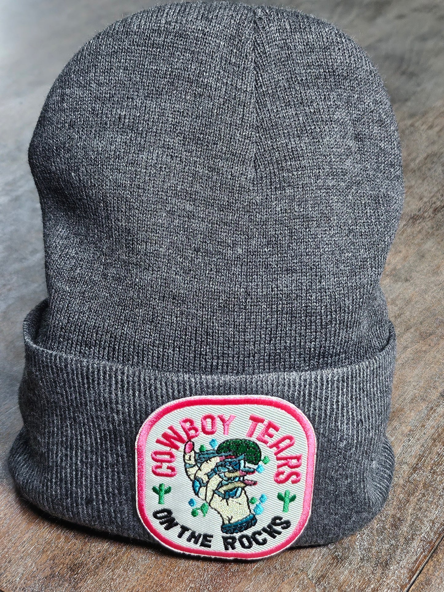 Beanie with embroidered patch