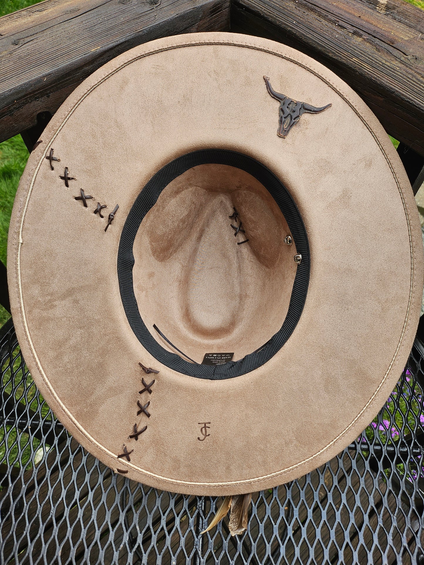 Wild heart desert scape burned Fedora cowboy hat.