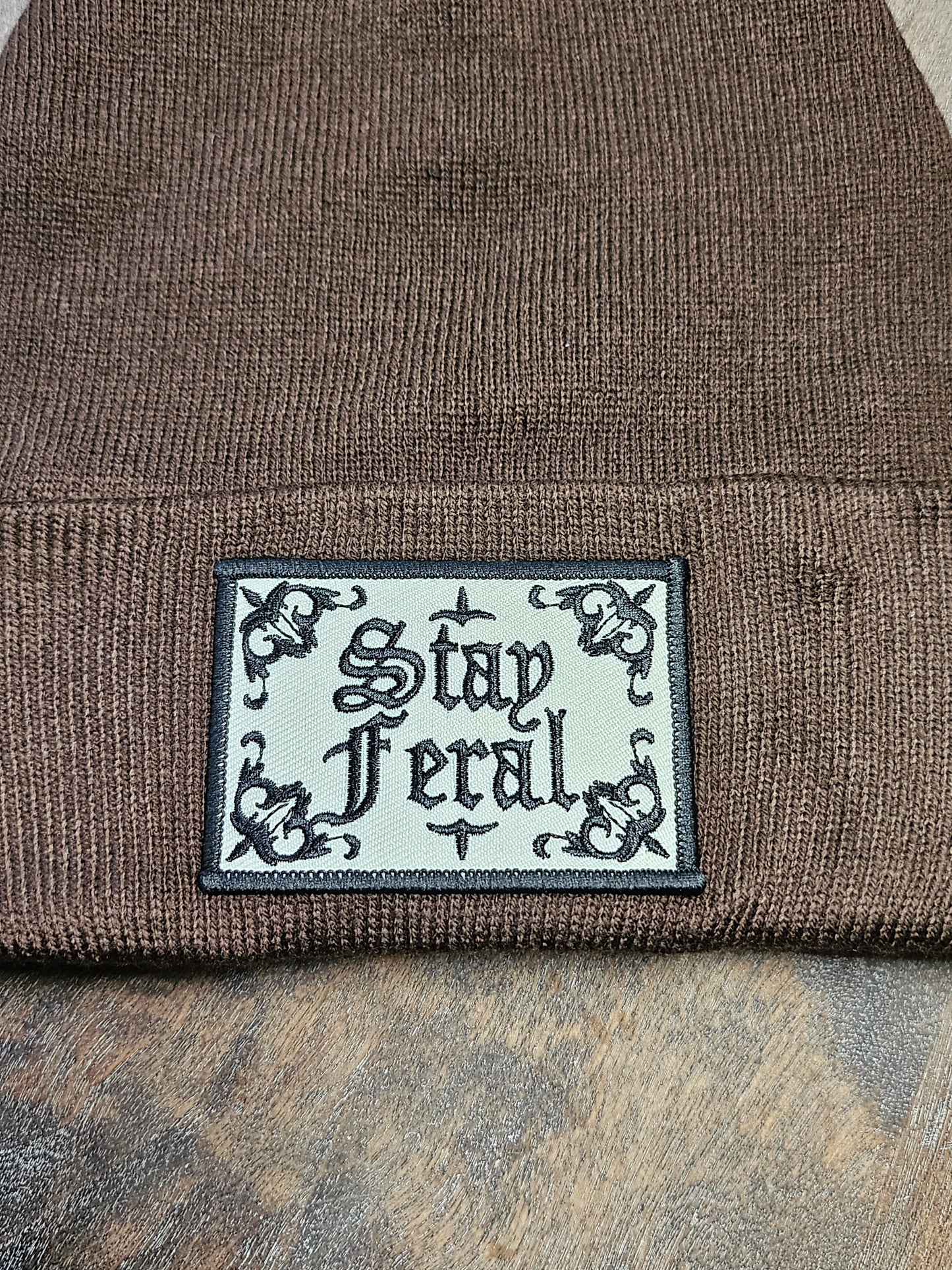 Beanie with embroidered patch