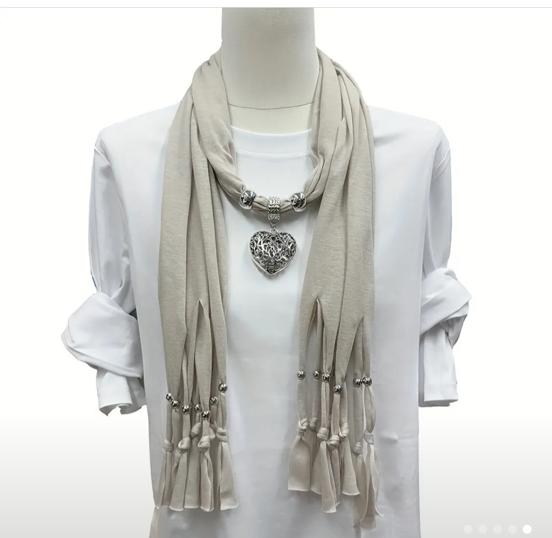 Silver pendant wrap scarf