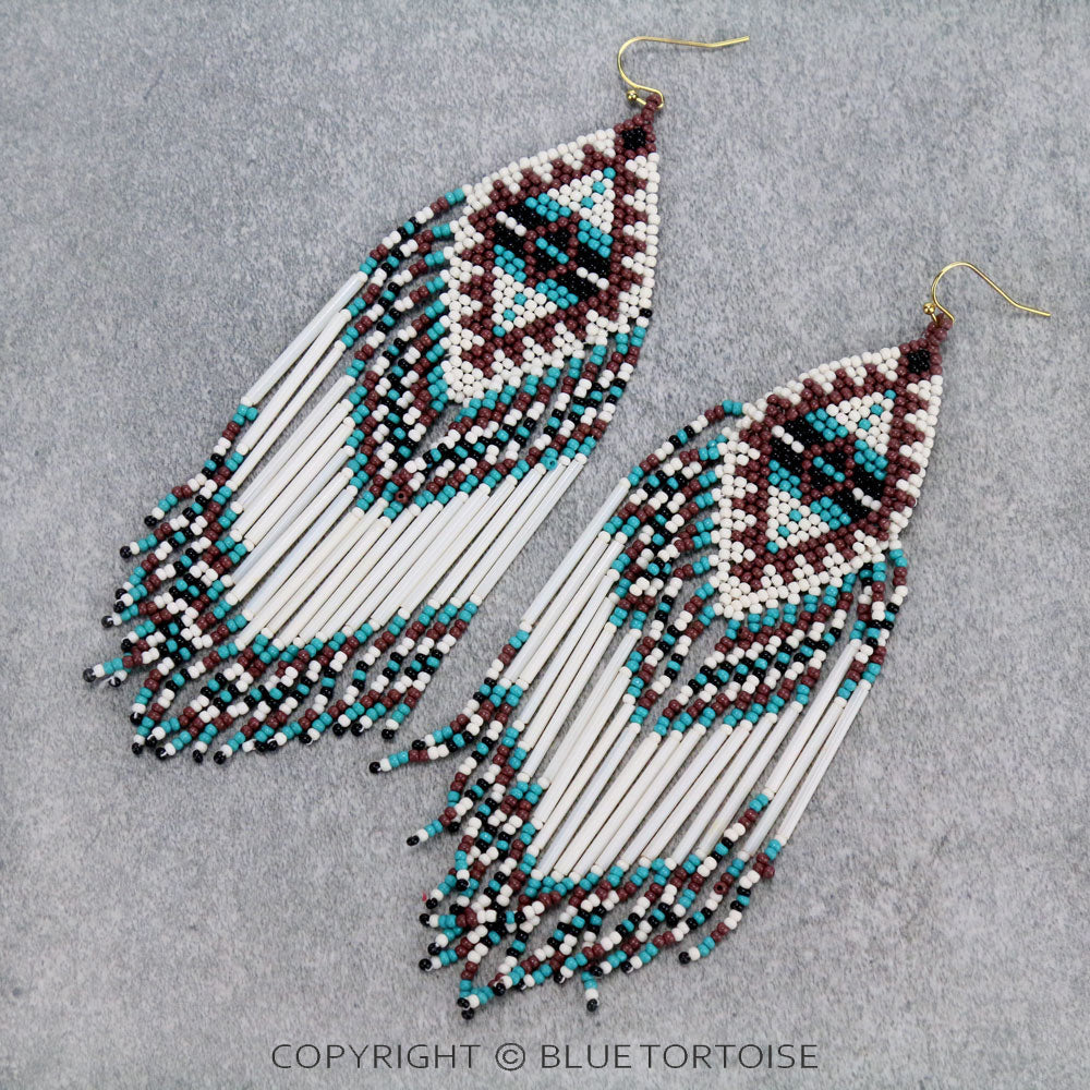 Long beaded boho tassel earrings