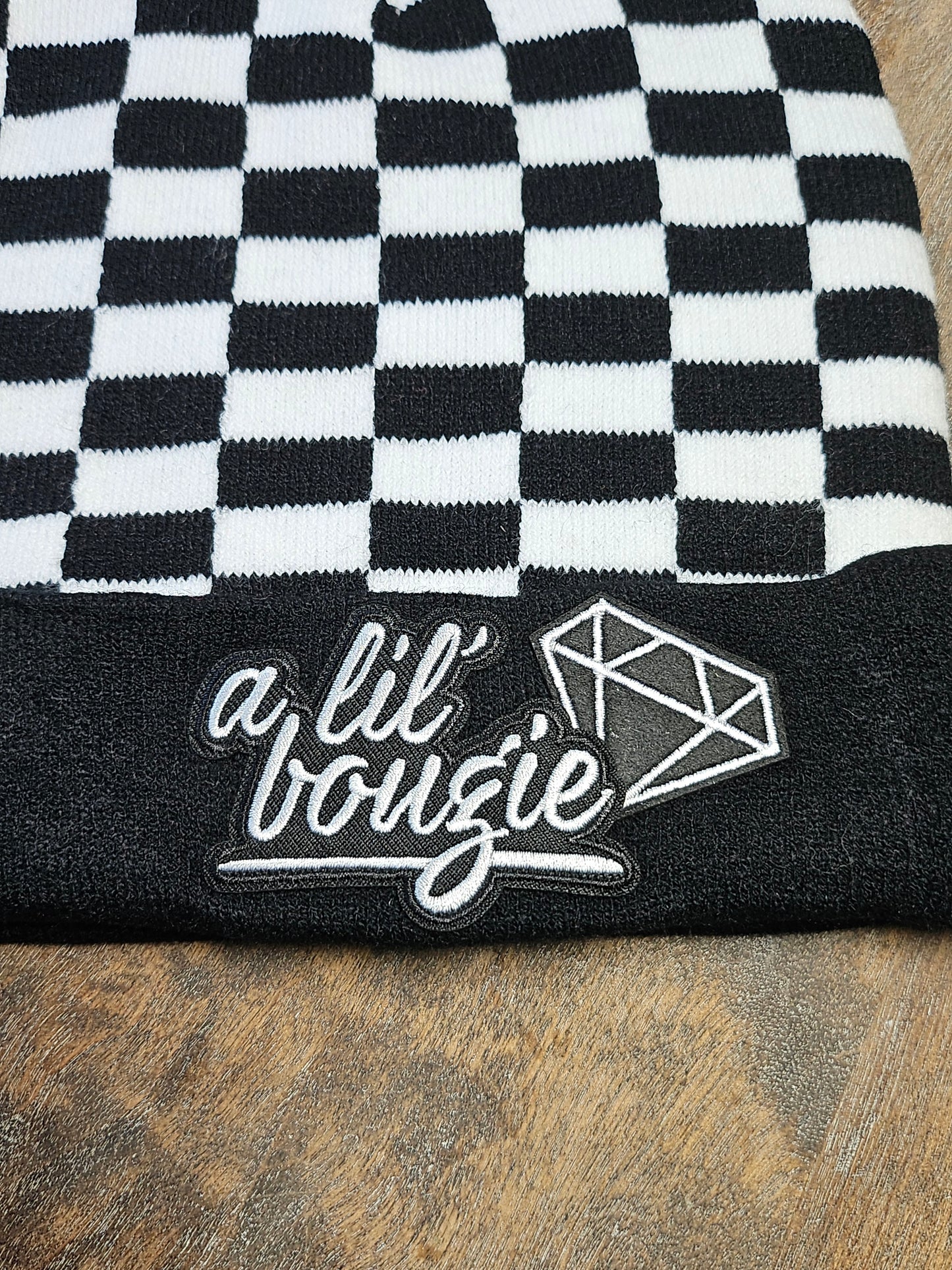 Beanie with embroidered patch
