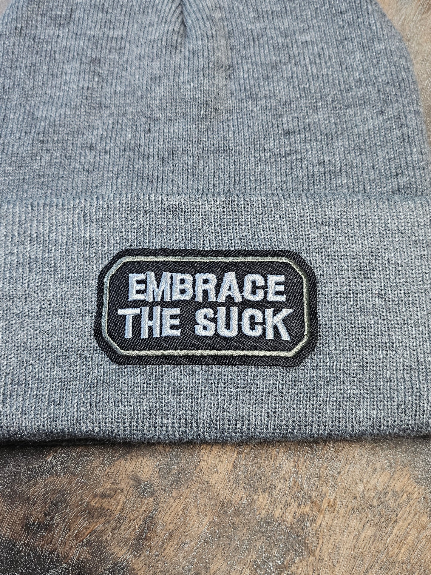 Beanie with embroidered patch