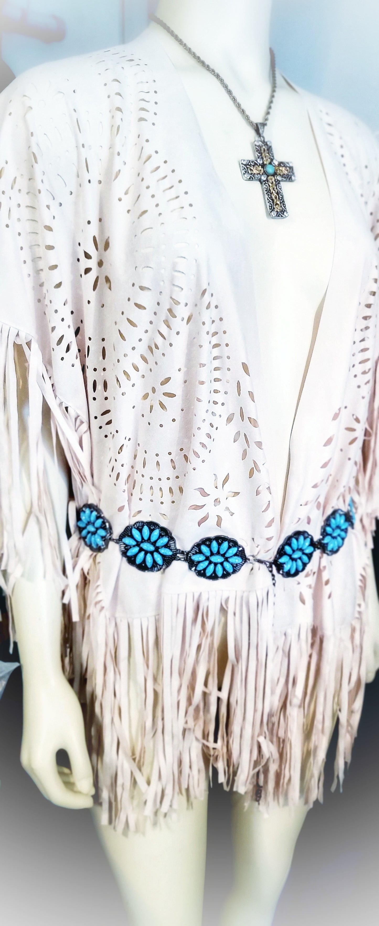 Gorgeous western boho Fringe tassel cutout Poncho shawl wrap