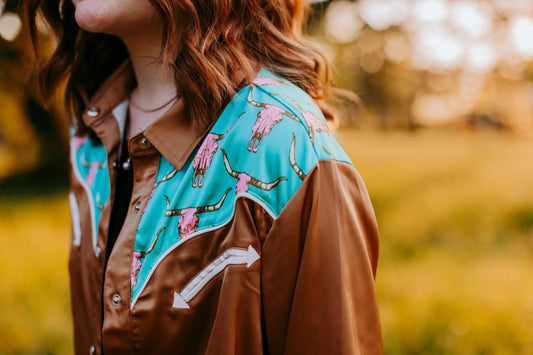 Cow skull Button Up Shirt