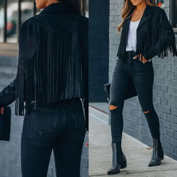 Western style suede Fringe Tassel jacket