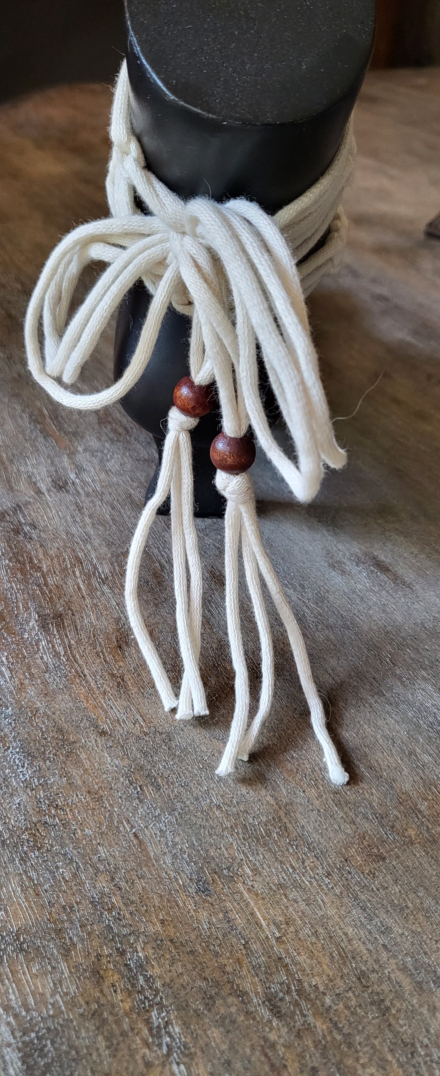 Natural white macreme beach festival dress with matching Barefoot sandals and wooden beads fully adjustable