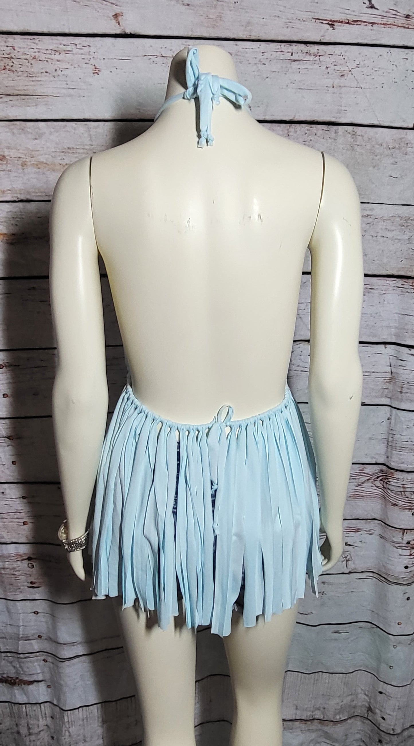 Light blue cotton beach festival macrame dress