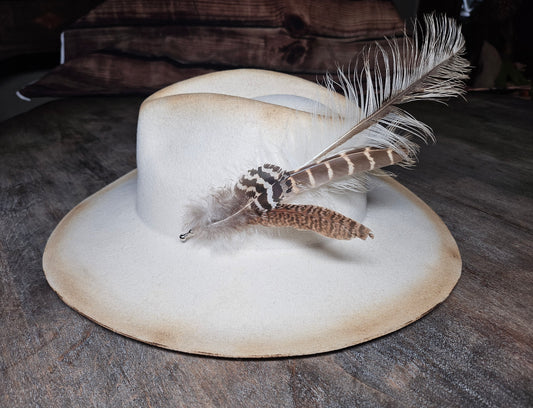 Genuine feather hat pin brooch