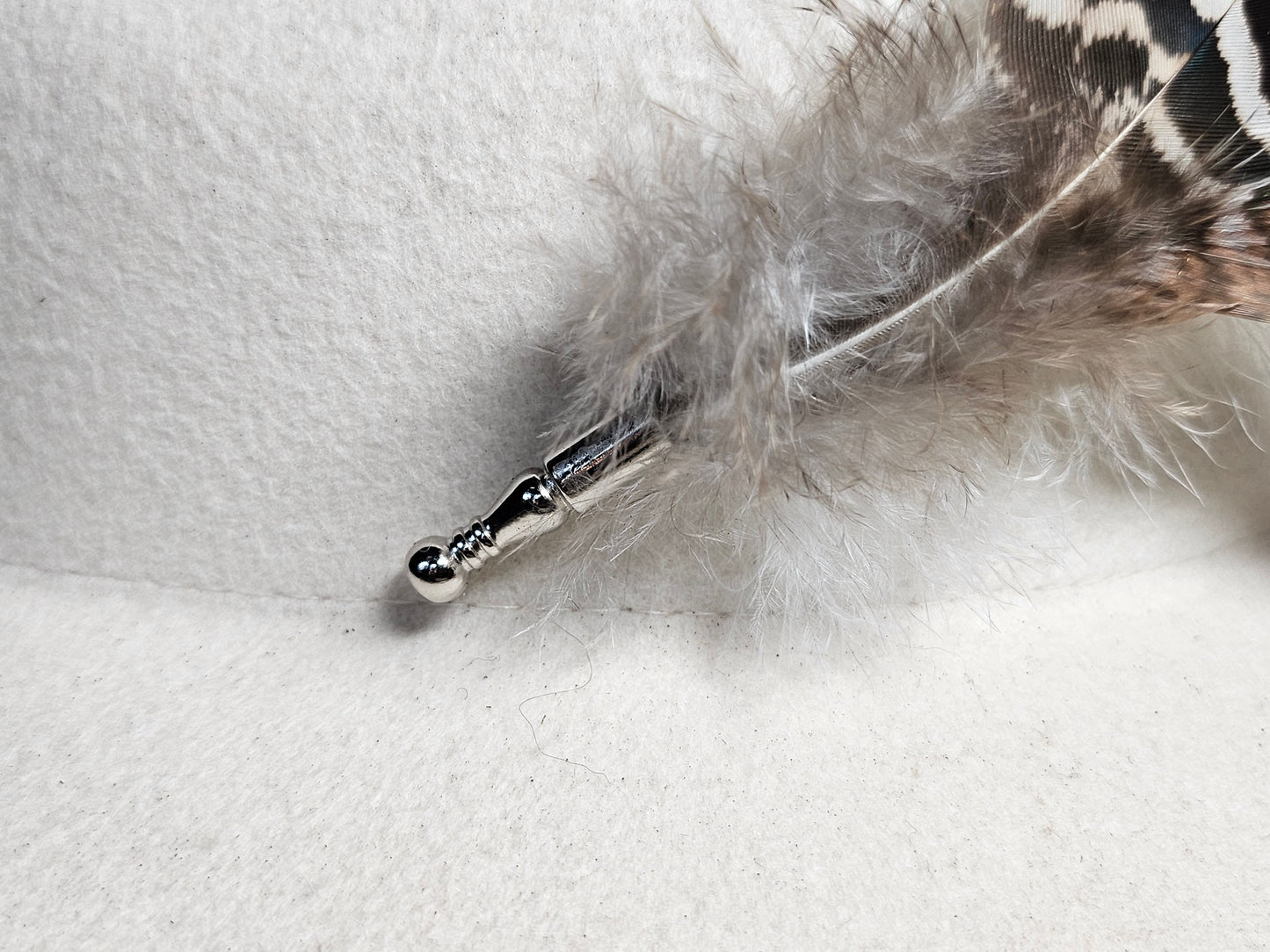 Genuine feather hat pin brooch