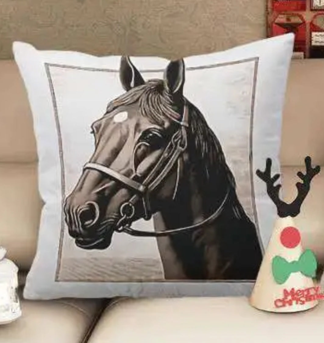 Western horse themed pillow cover 18x18" (cover only)