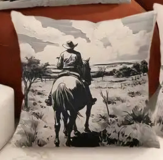 Western horse themed pillow cover 18x18" (cover only)