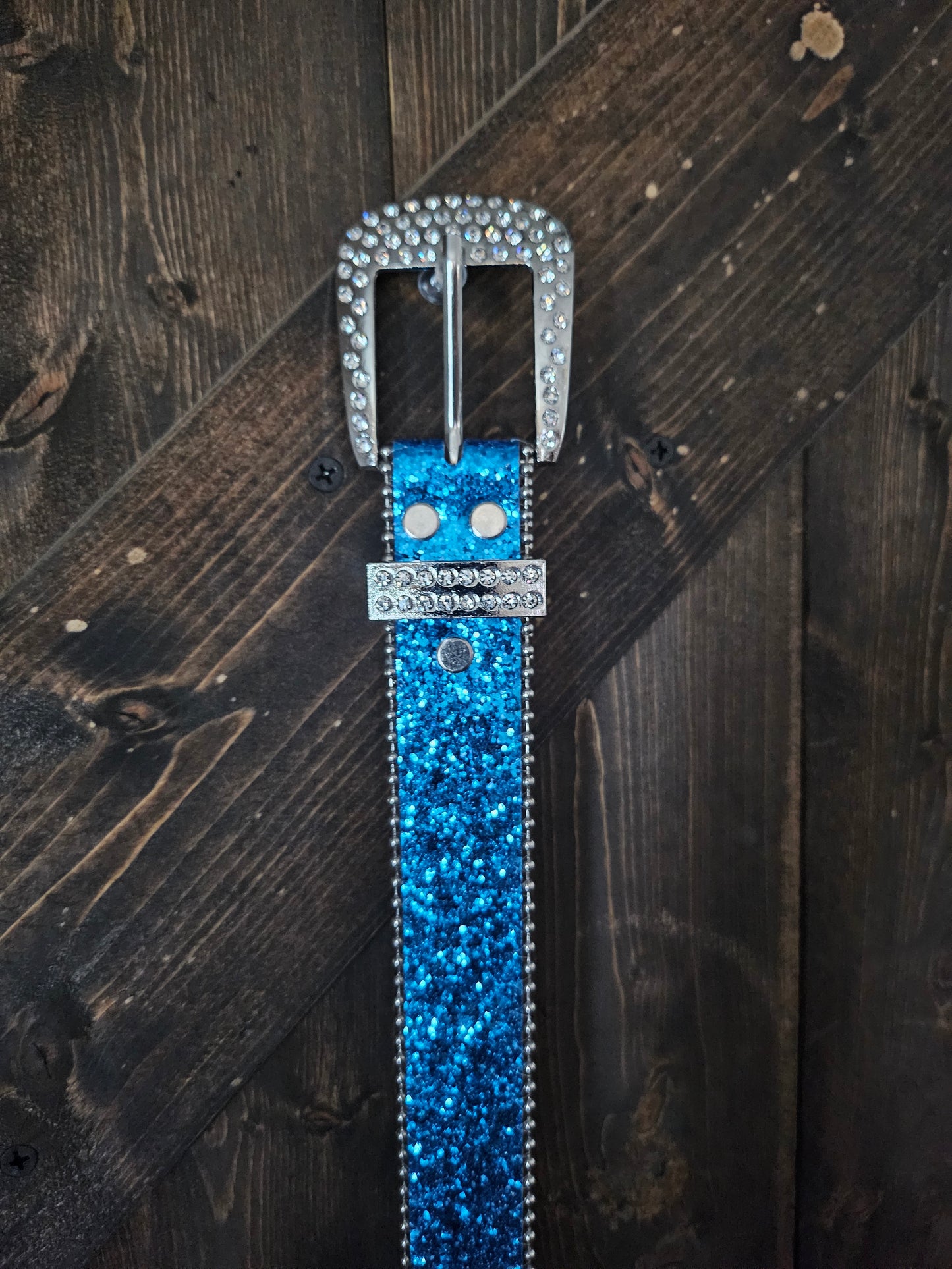 Blue western rhinestone belt