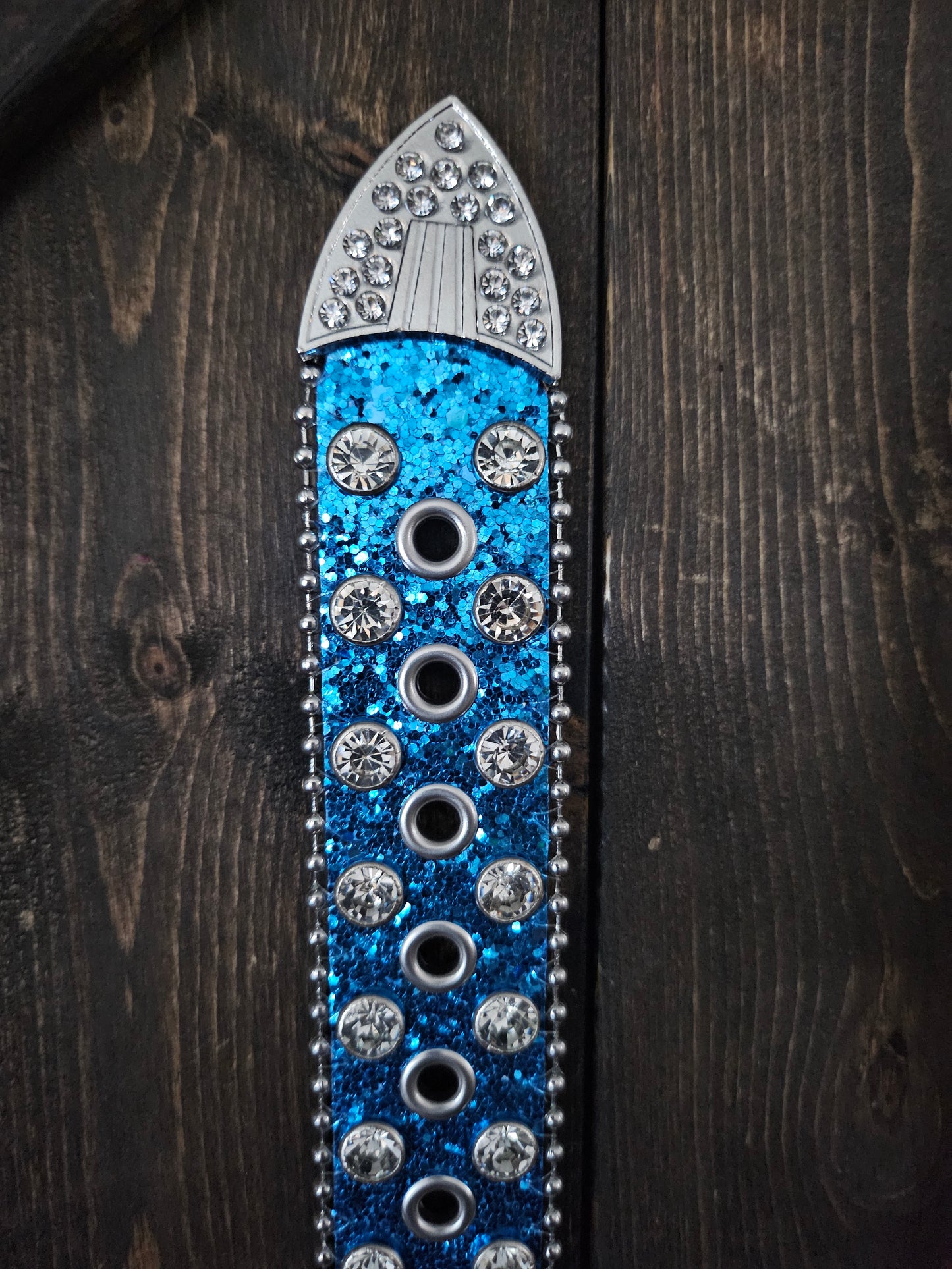 Blue western rhinestone belt