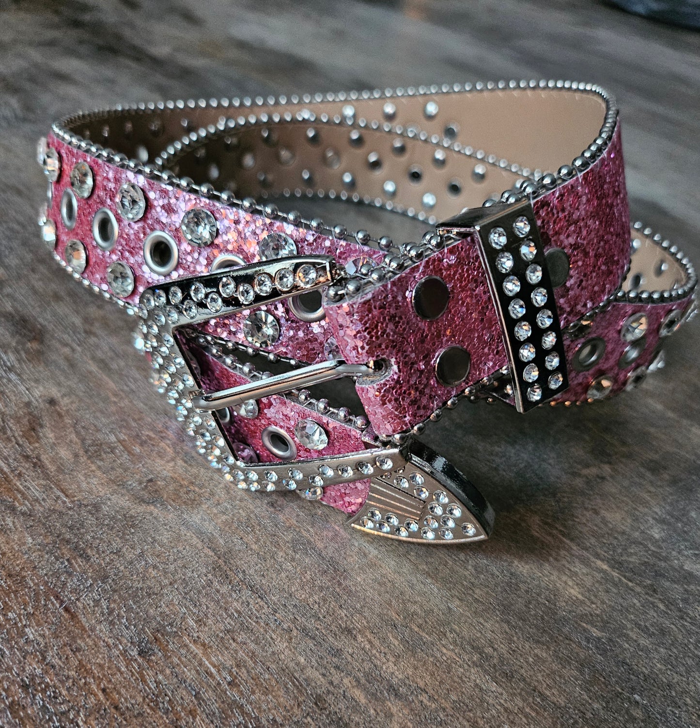 Pink Western style rhinestone belt