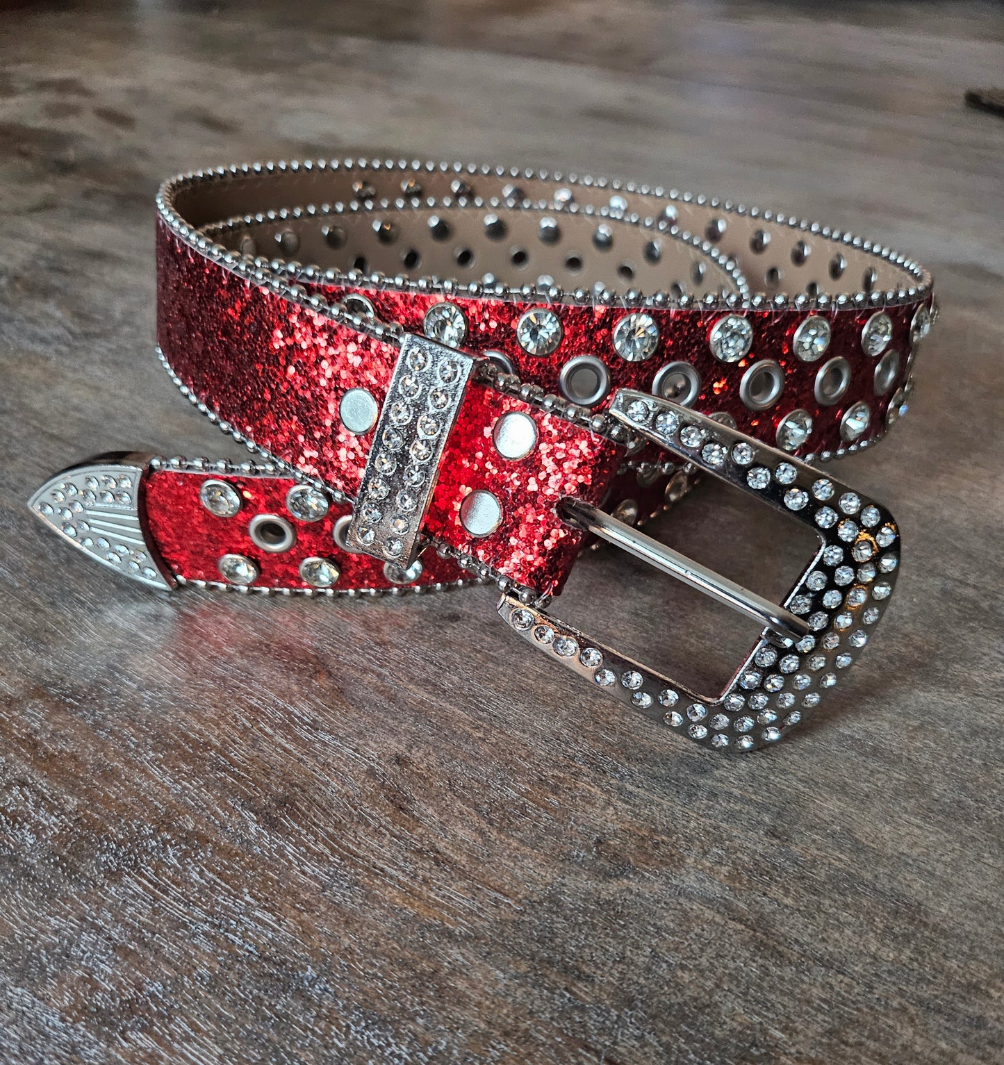 Red western rhinestone belt