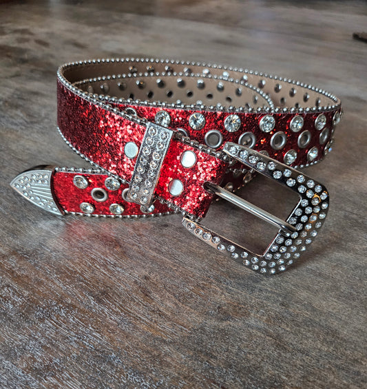 Red western rhinestone belt