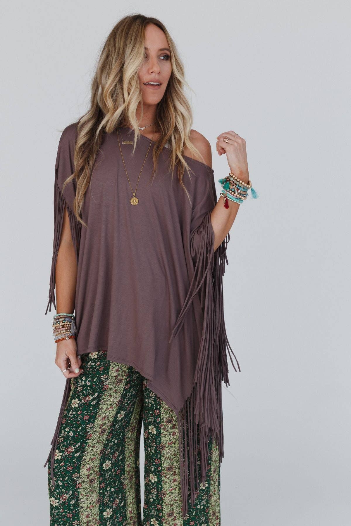 Western Showstopper Fringe Top - Mocha