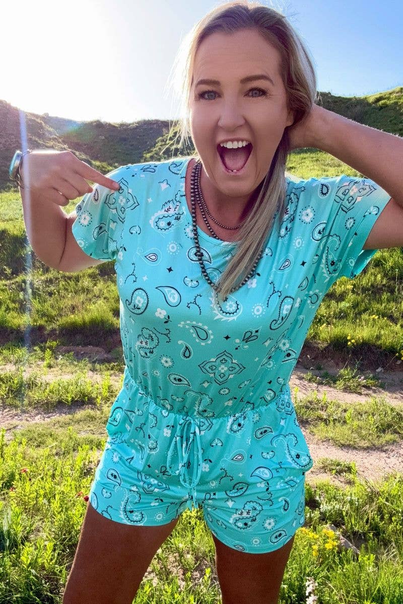 Turquoise Bandana Babe Romper