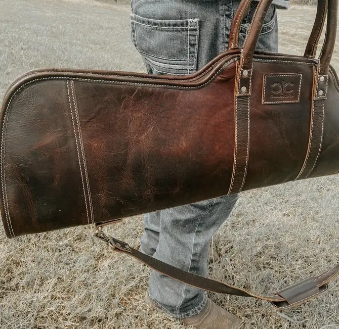 Leather Long Gun Case Sherpa Lined for Men or Women