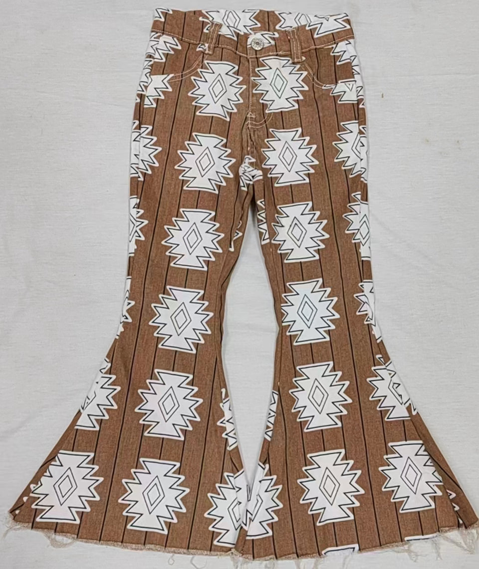 Girls Aztec flare jeans