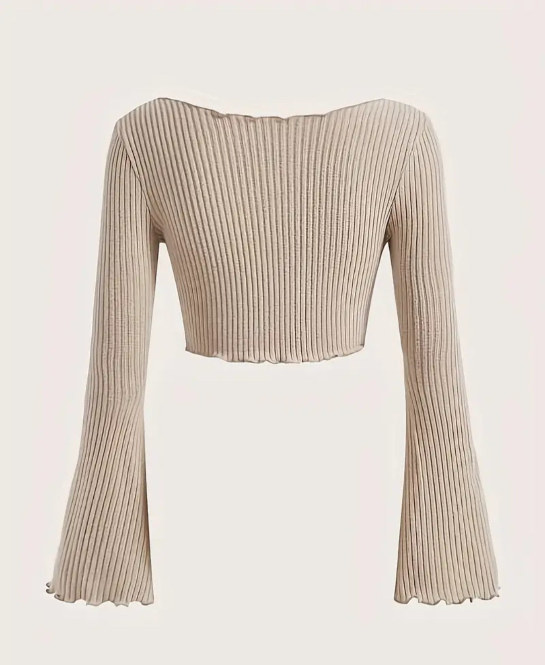 Lettuce trimmed tie front cropped sweater