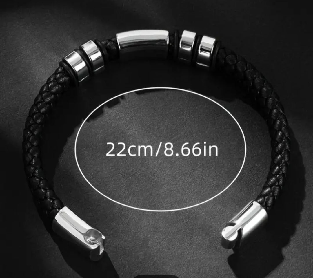 Mens genuine leather braied bracelet