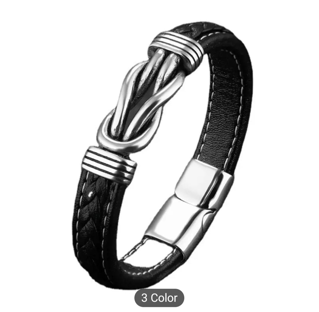 Mens genuine leather bracelet