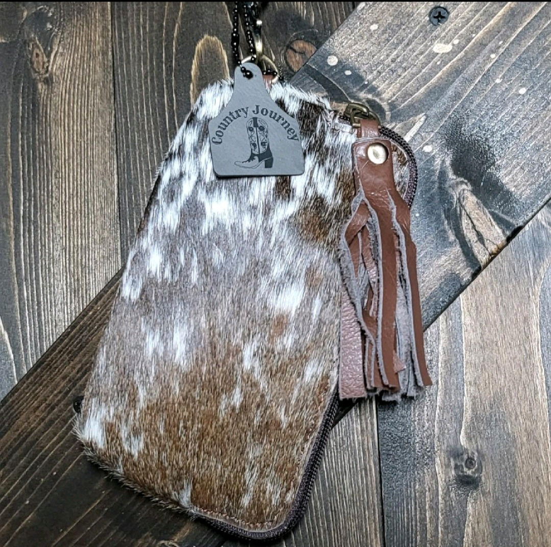 Genuine hair on cowhide leather wristlets