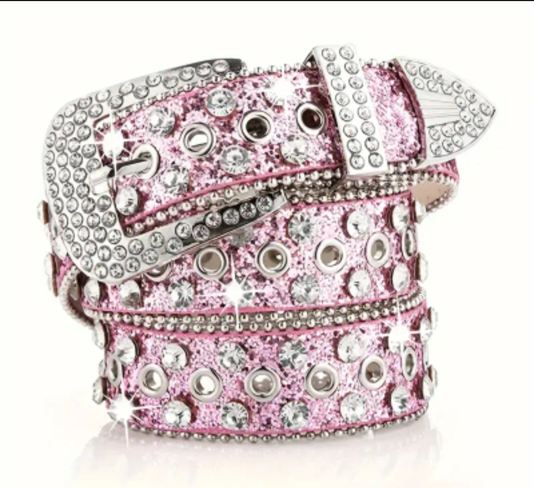 Pink Western style rhinestone belt