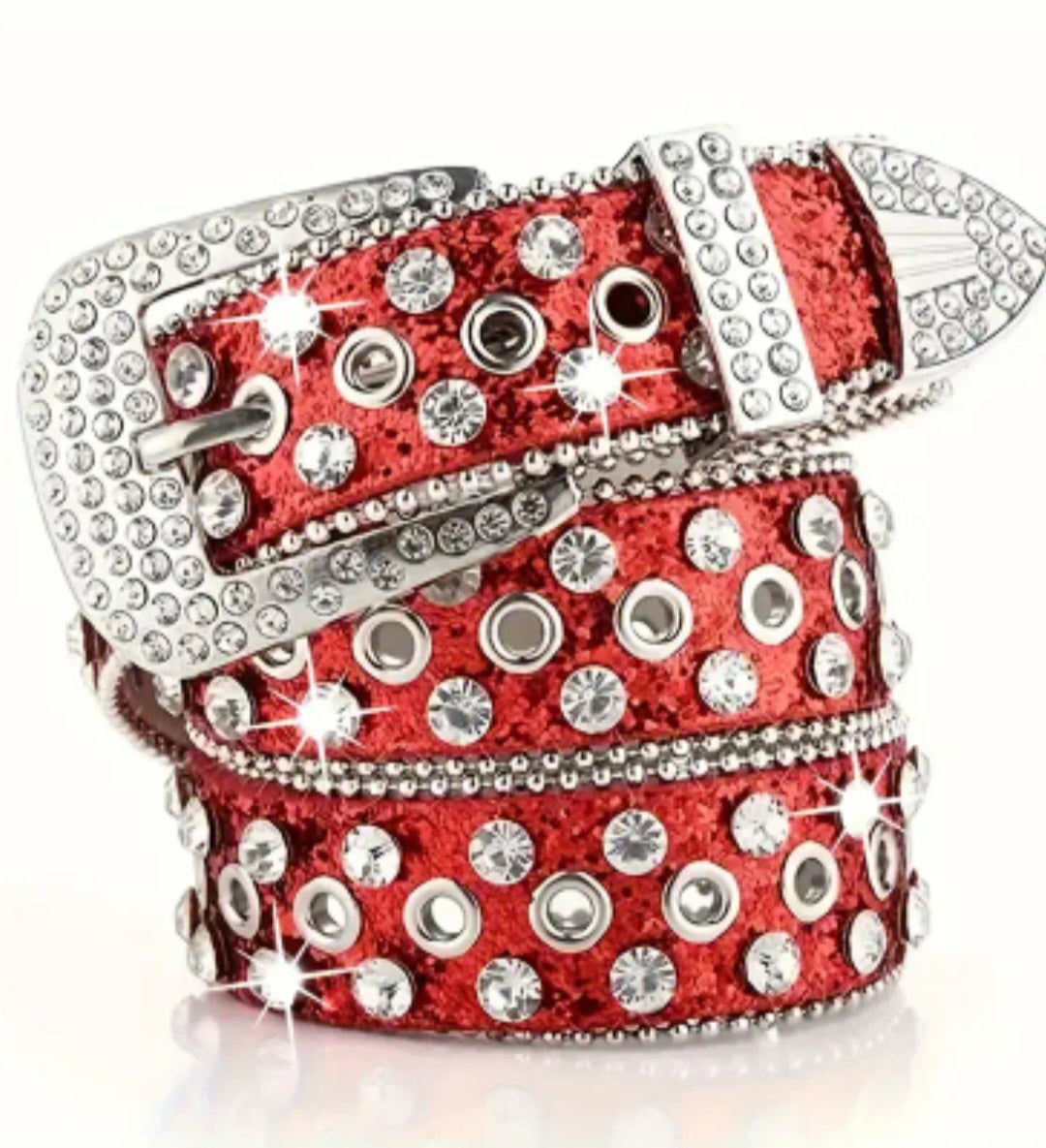 Red western rhinestone belt