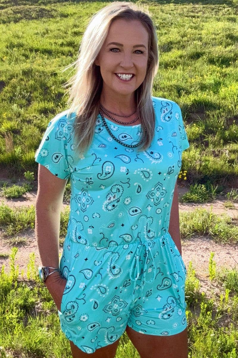 Turquoise Bandana Babe Romper