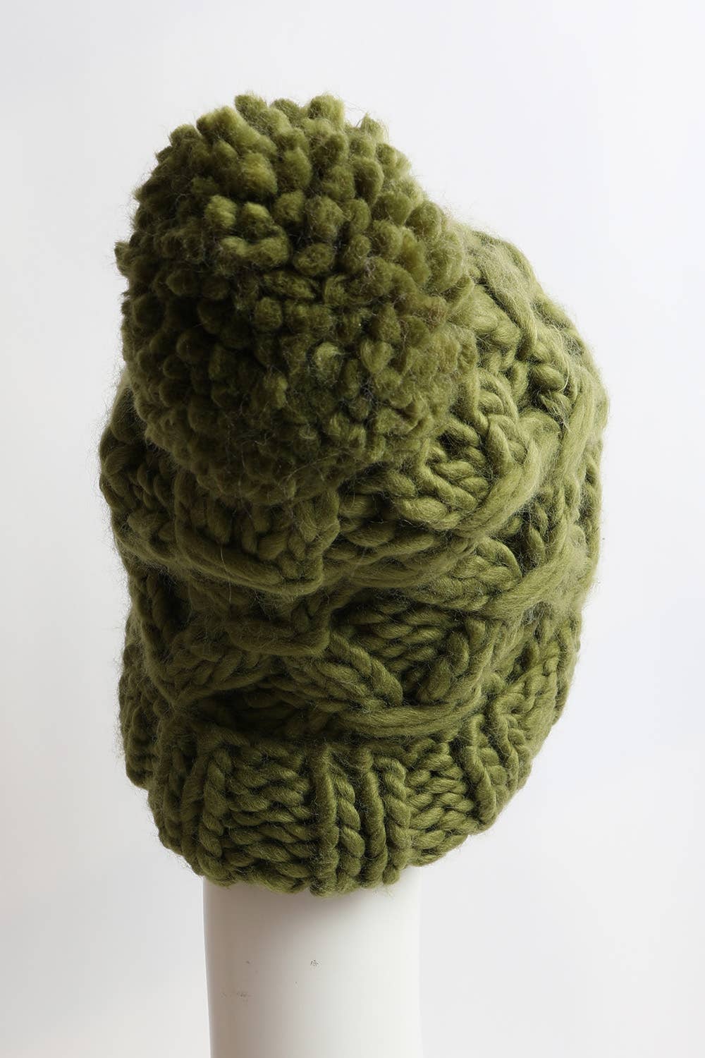 Green Oversized Soft Chunky Knit Pom Beanie - Cozy Winter Style ❄️