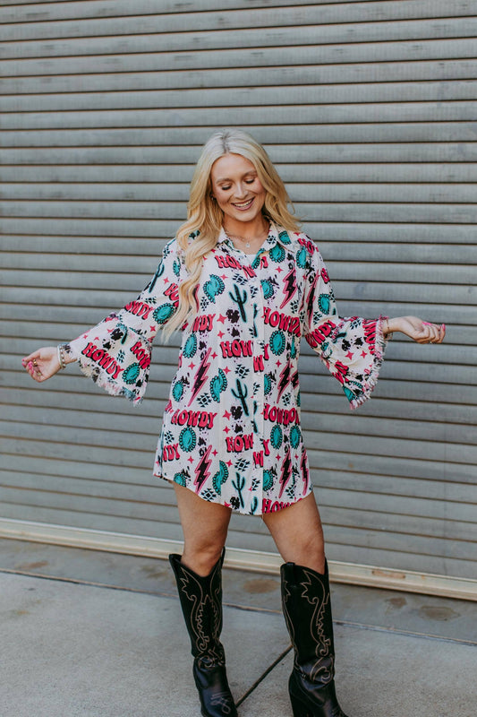 Howdy Button Down Tunic Dress
