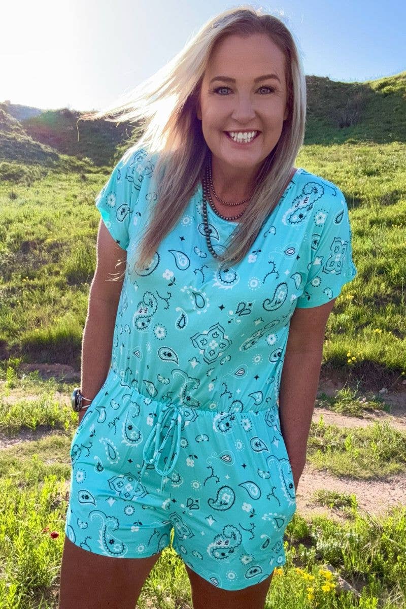 Turquoise Bandana Babe Romper