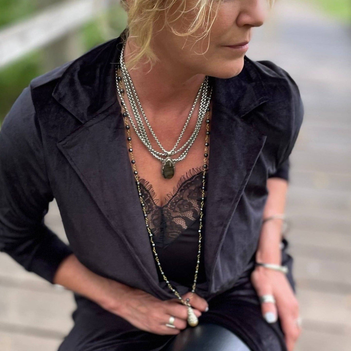 Black Velvet Duster Coat