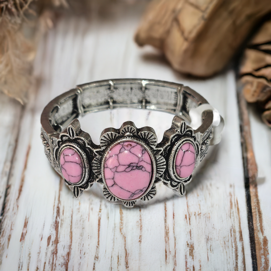 Pink stone stretch bracelet