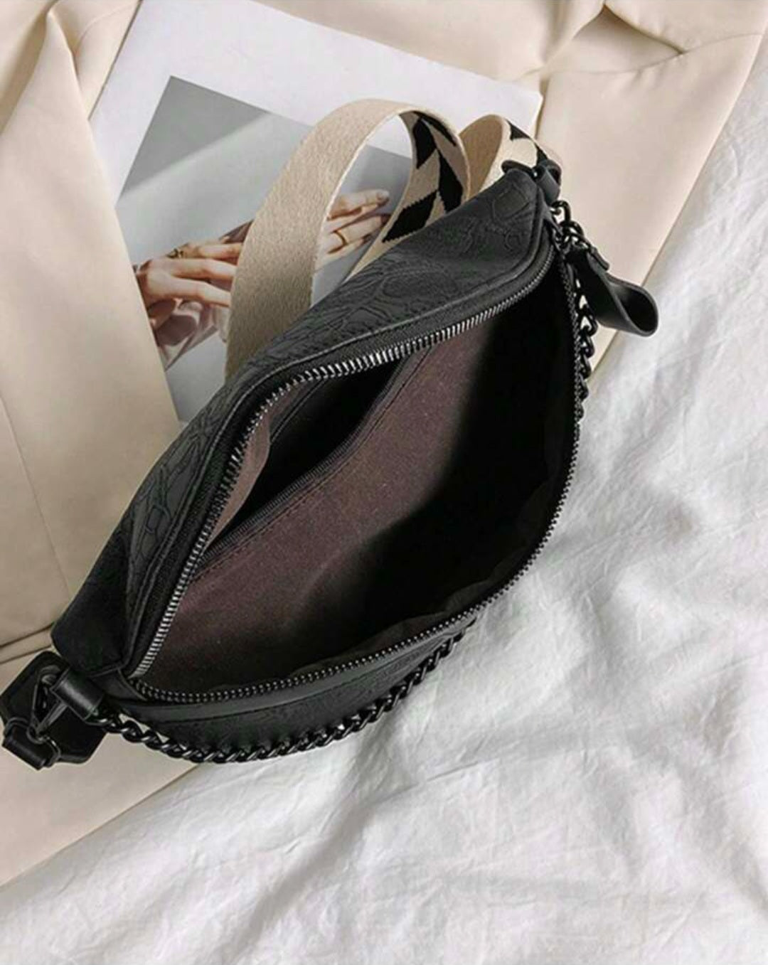 Cross body embossed faux leather bag with coin purse