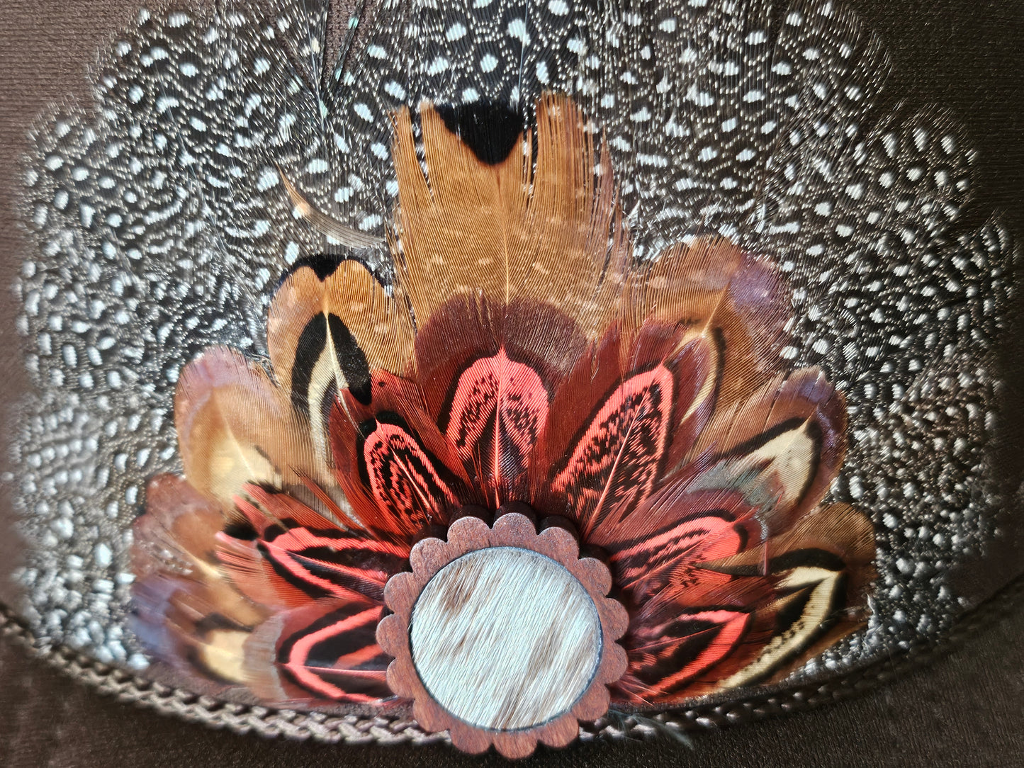 Custom brown and tan trucker hat