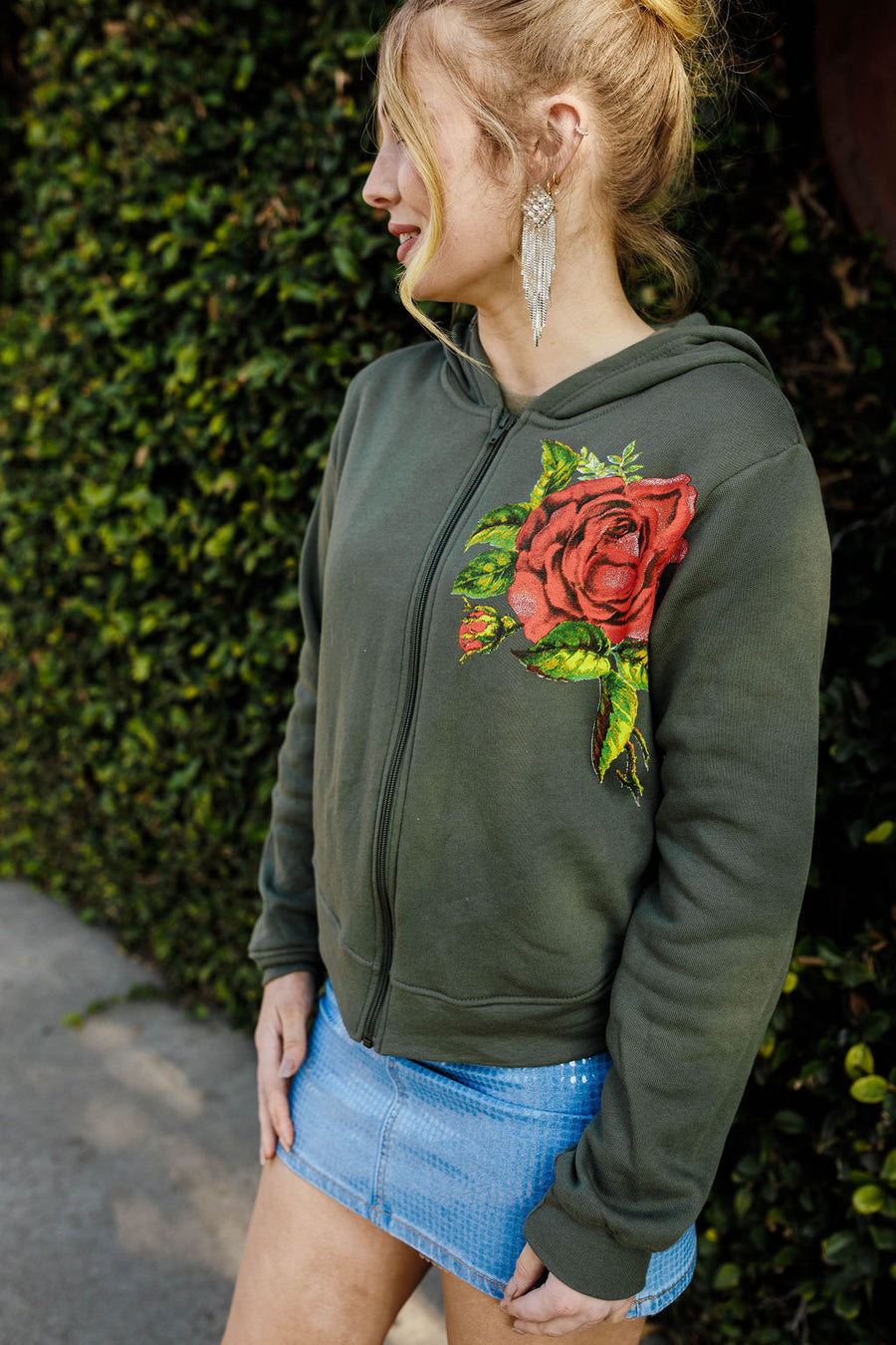 Rodeo Quincy Romantic Rose zip-up hoodie.