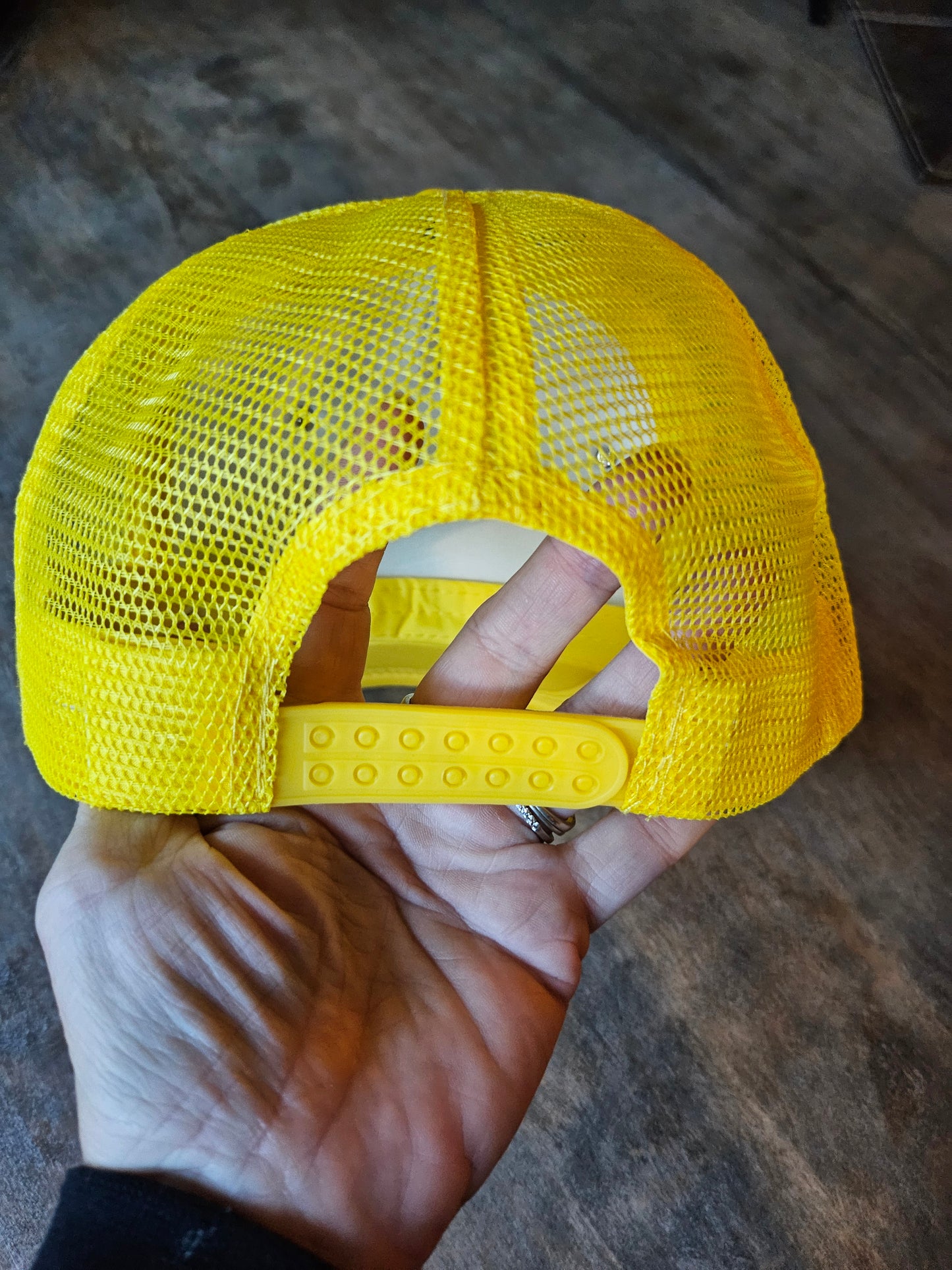 Custom yellow butterfly trucker hat