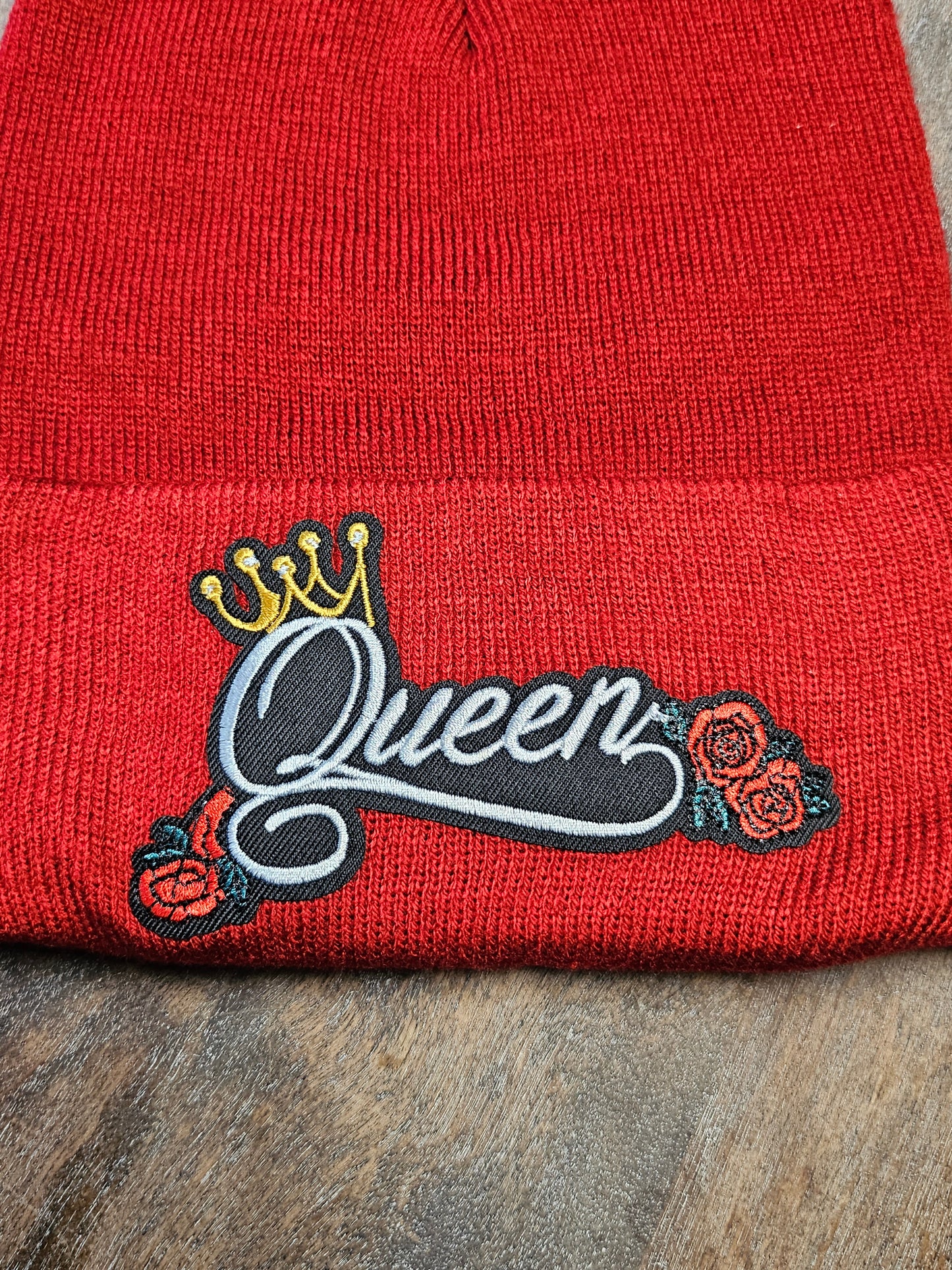 Beanie with embroidered patch