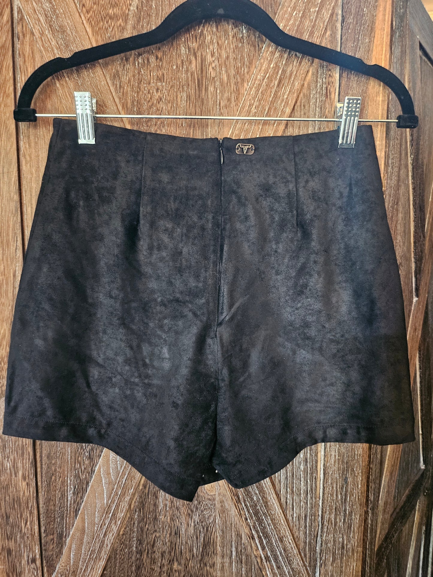 Black suede skort/shorts with studs