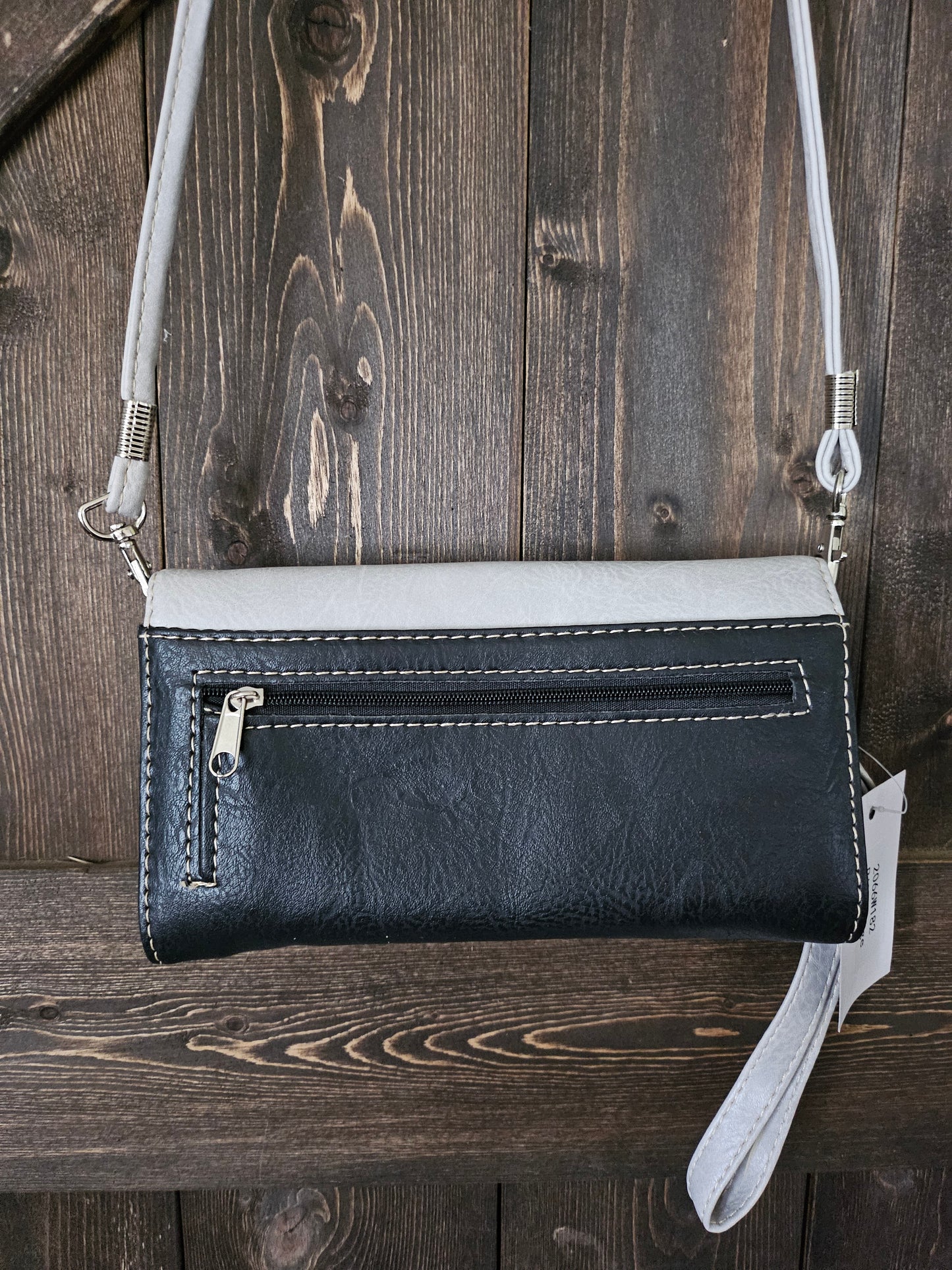 Western Faux Leather Turquoise Accent Wallet Crossbody Wristlet